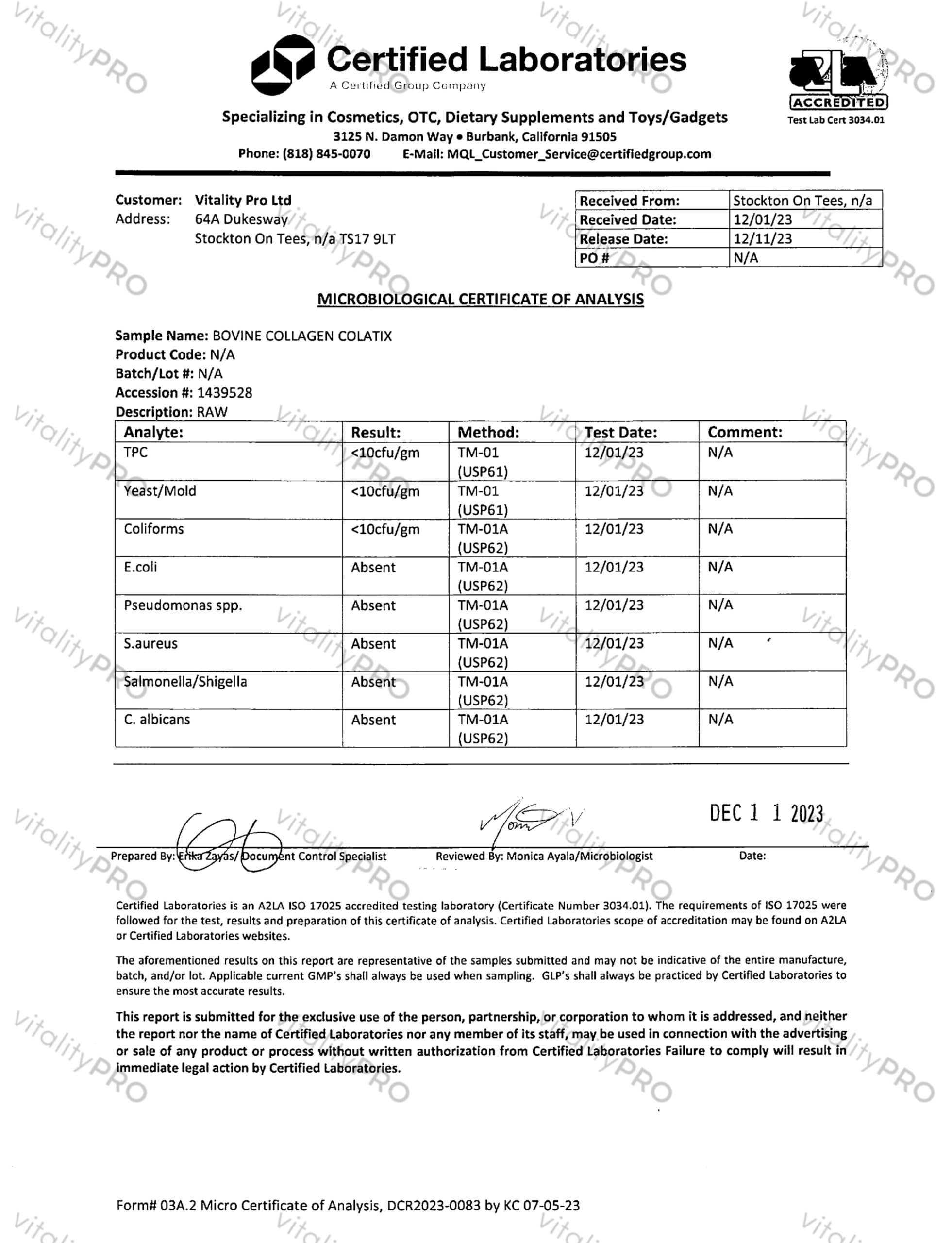 Advanced Collagen with Hyaluronic Acid - 12.95g x 30 Servings - Type 1 2 3